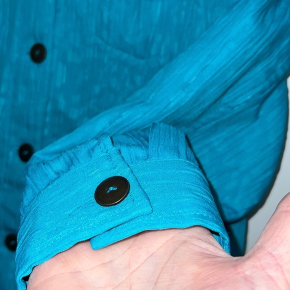 Ruby Red Aqua Crinkle tEXTURED aRT To Wear Leopard Print Jacket Sz.10P - Picture 6 of 7